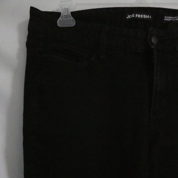 JOE FRESH + | size 16 | Classic Slim | Black Distressed Bermuda Denim Jeans - Picture 3 of 16
